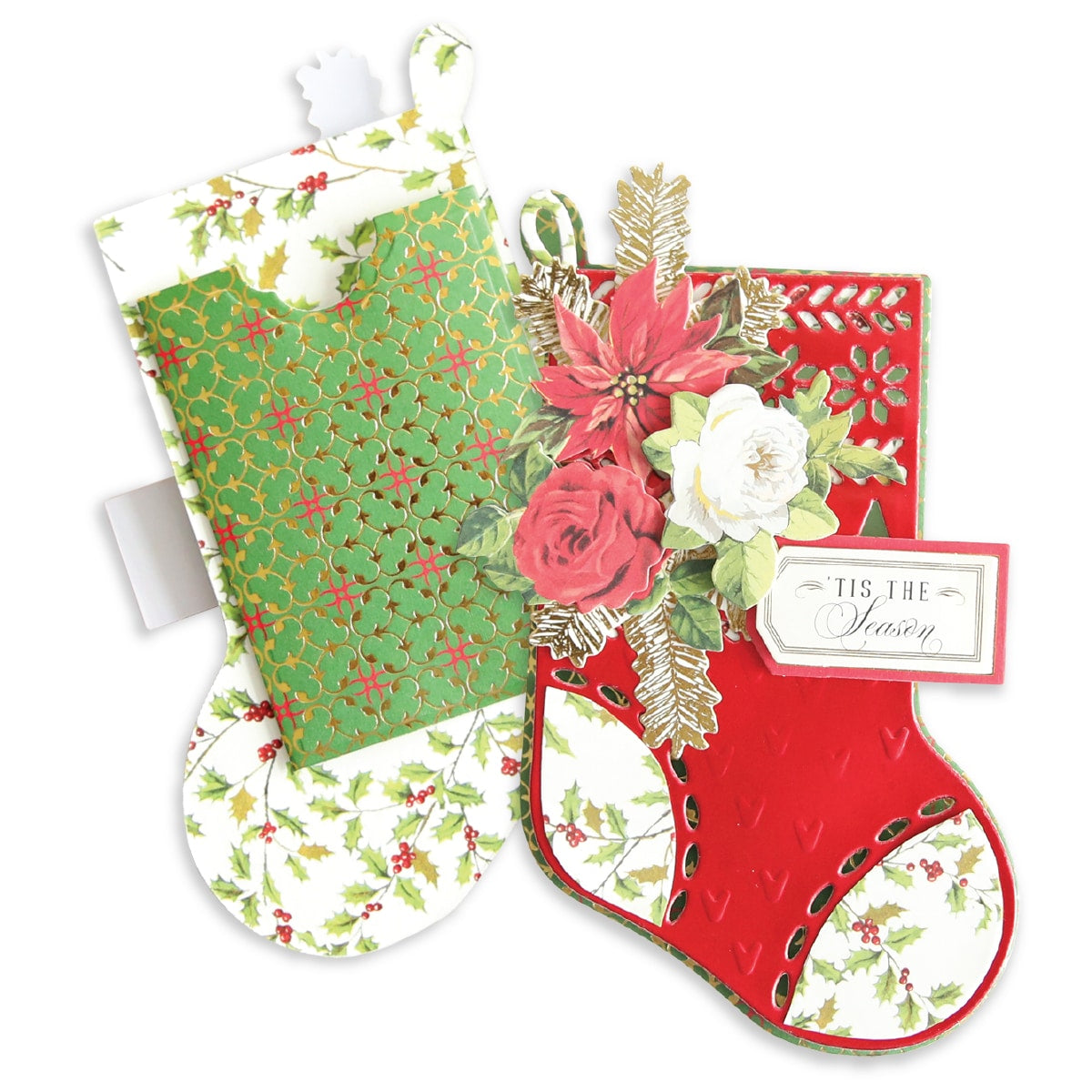 a christmas stocking and a christmas stocking card.