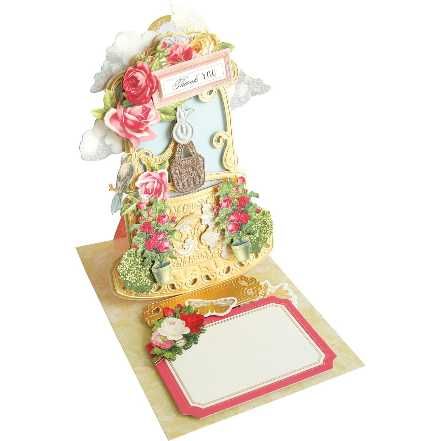A Wishing Well Easel Finishing School Kit with roses and flowers on it.