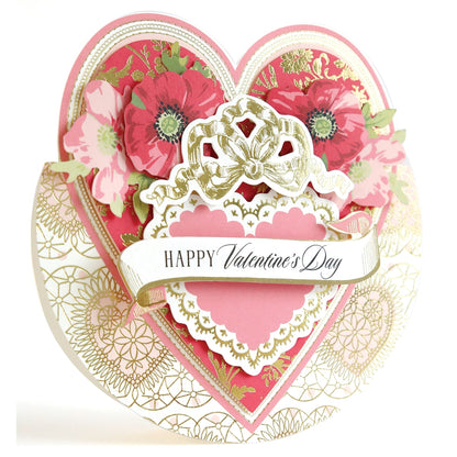 a valentine's day card with a heart and flowers.