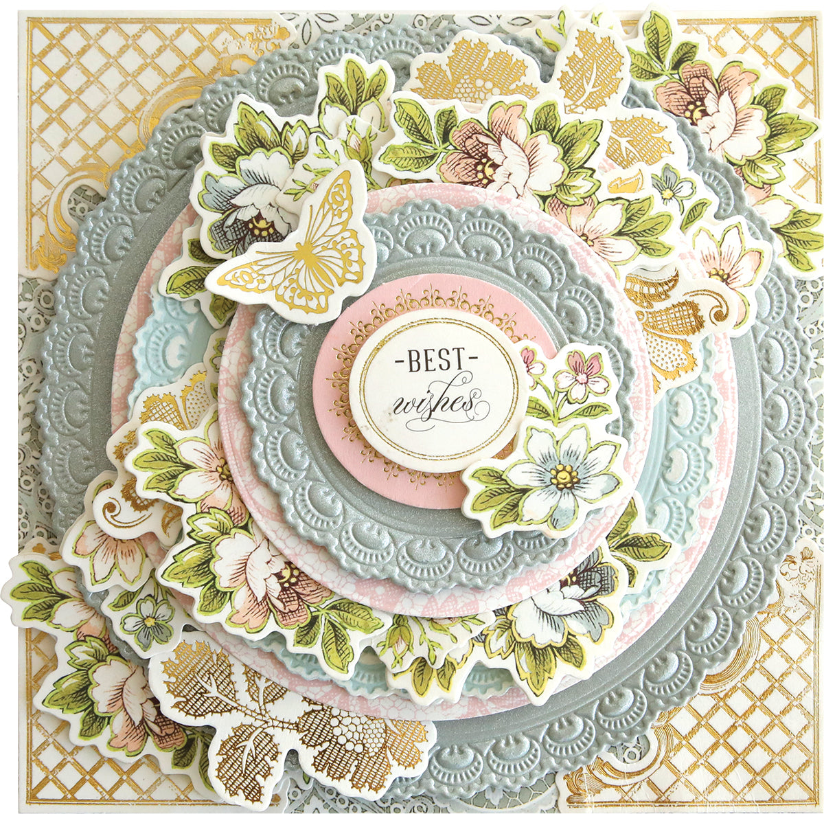 a close up of a card with flowers on it.