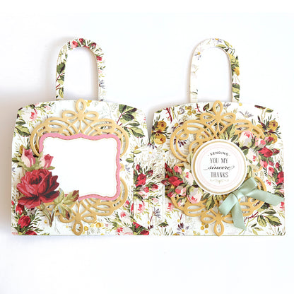a couple of bags that have flowers on them.