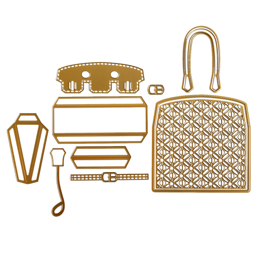 a drawing of a purse and a lamp.