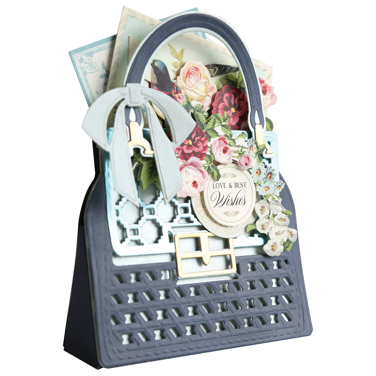 a purse with a bunch of flowers on it.