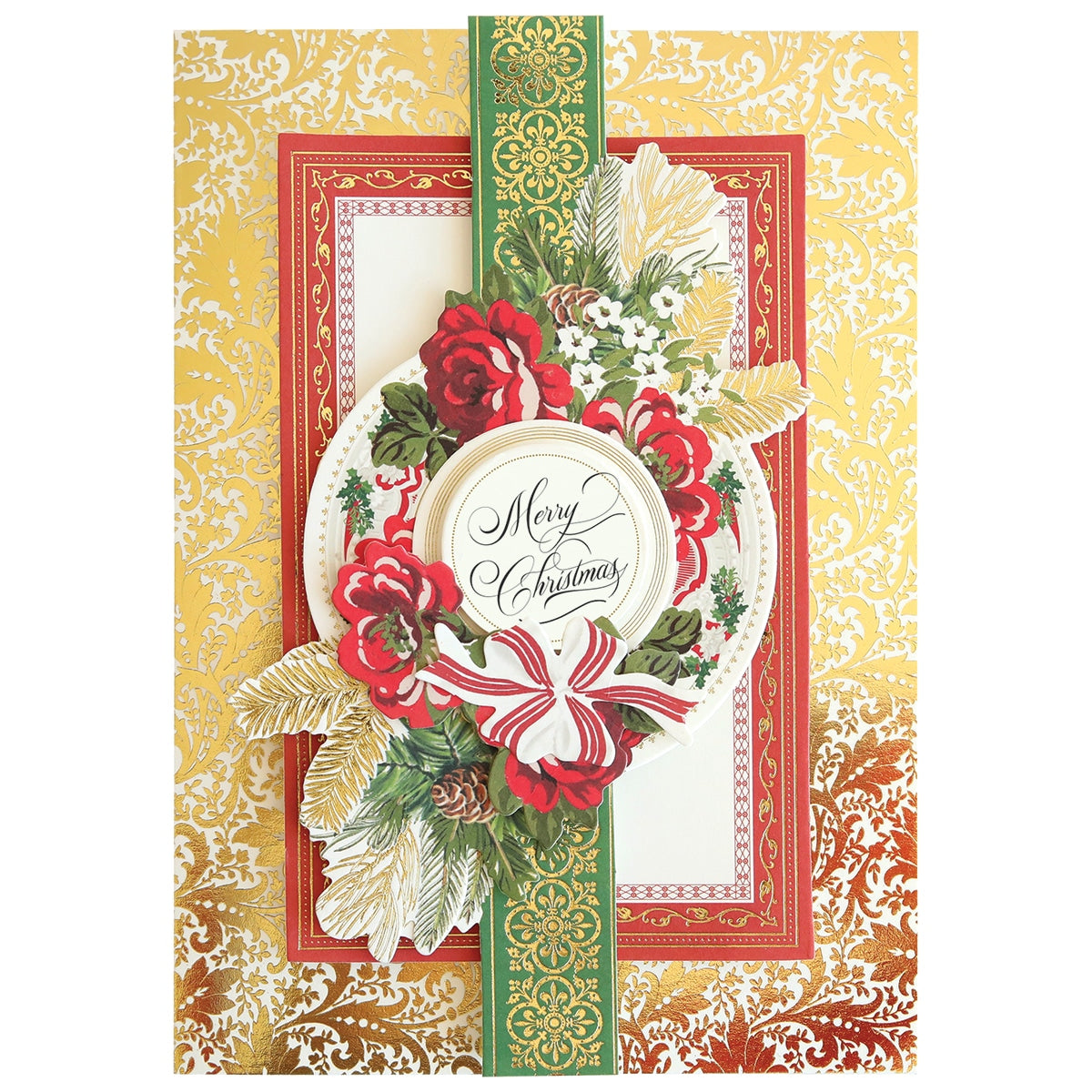 A close up of a Christmas Wishes Card Making Kit with a wreath.