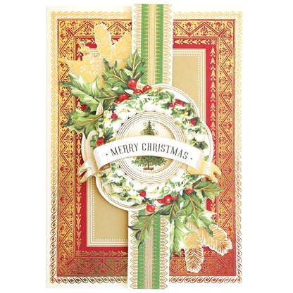 A Christmas Wishes Card Making Kit with a wreath on it.