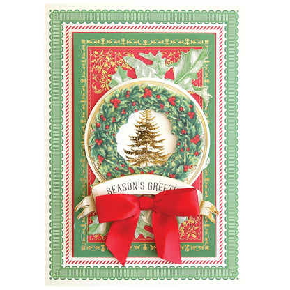 Christmas Wishes Card Making Kit with a wreath and a red bow.