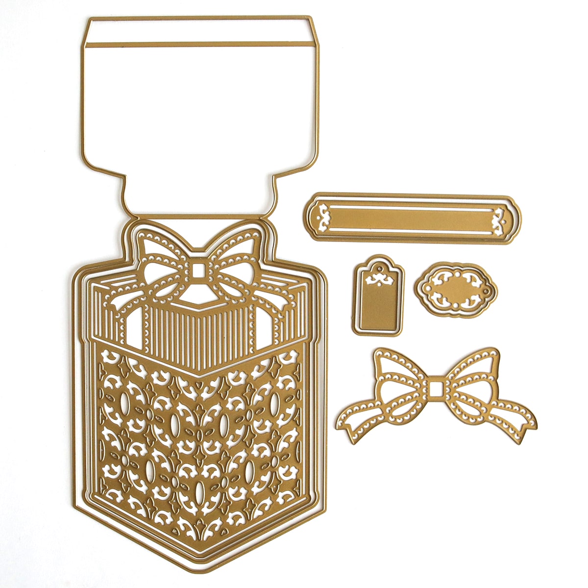 A Perfect Present Easel Die with a bow and bows on it.