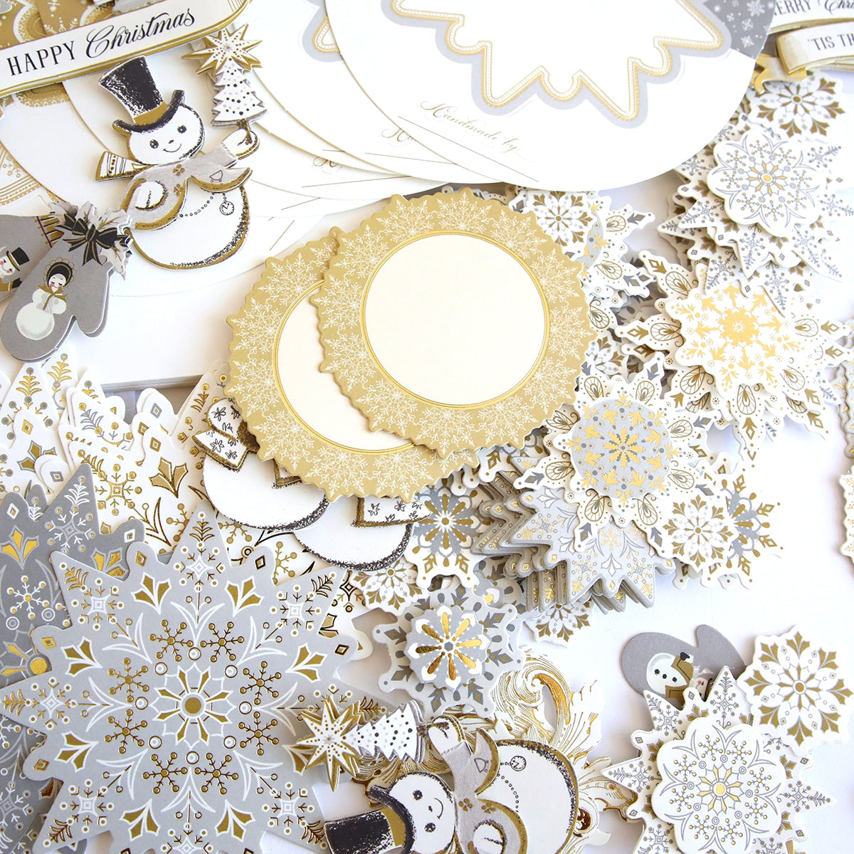 A collection of Simply Rocking Snowflake Card Kit on a white background.