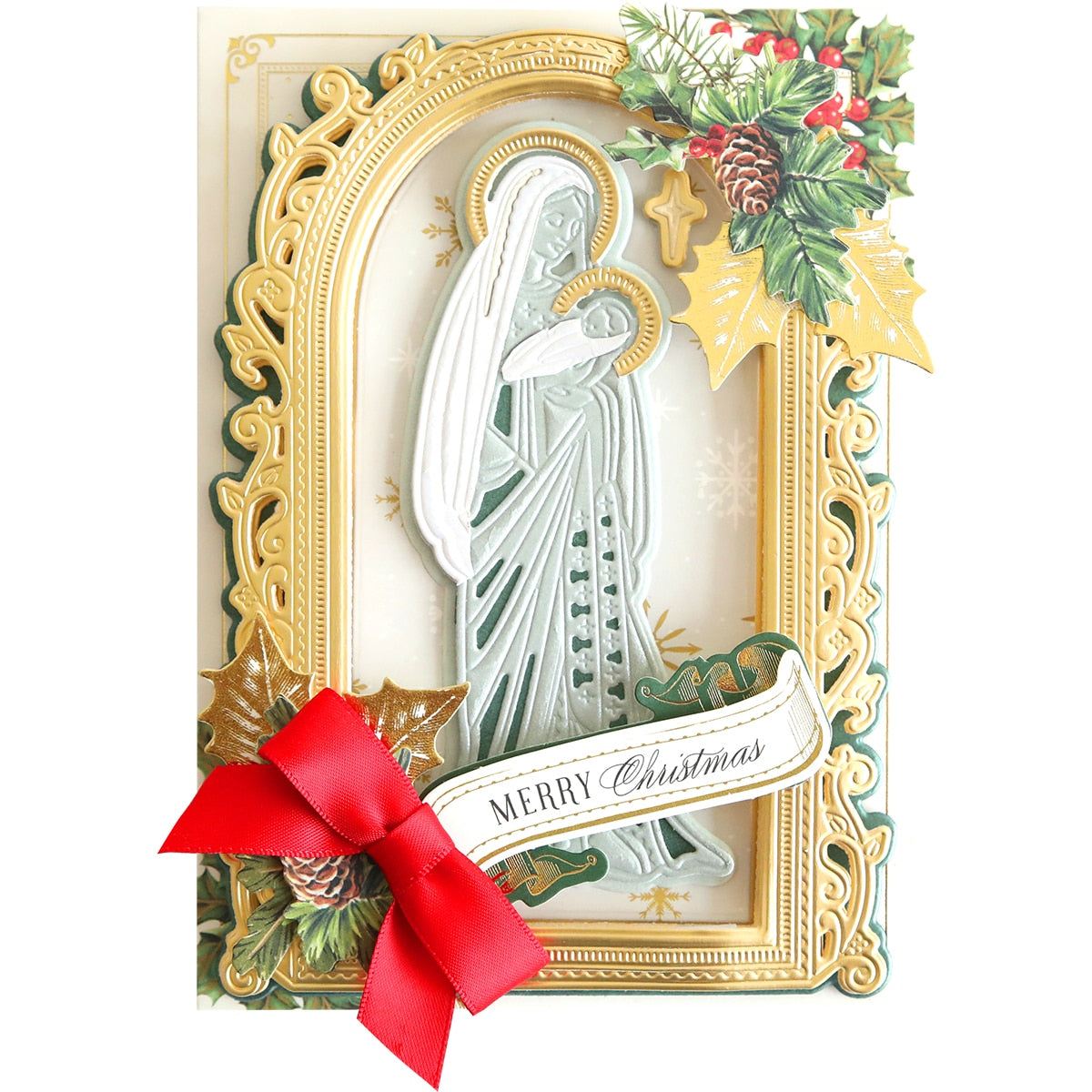 A Christmas card with an image of the Madonna & Child Die Set.