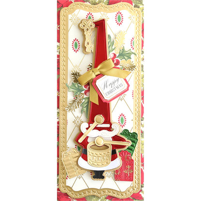 A christmas card with Slimline Santa Dies decorations.