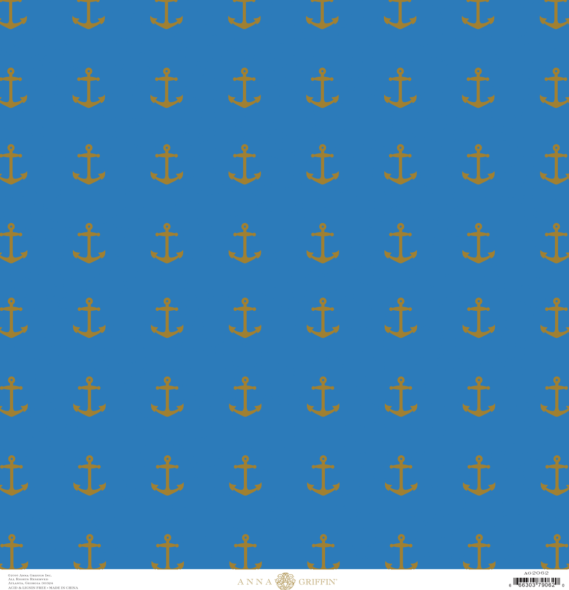 a blue background with yellow anchors on it.