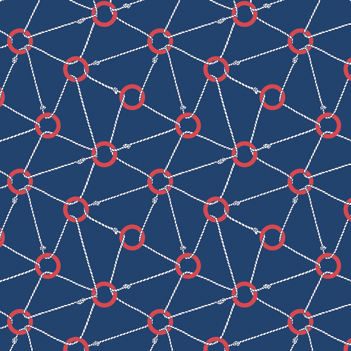 a blue background with red circles and lines.