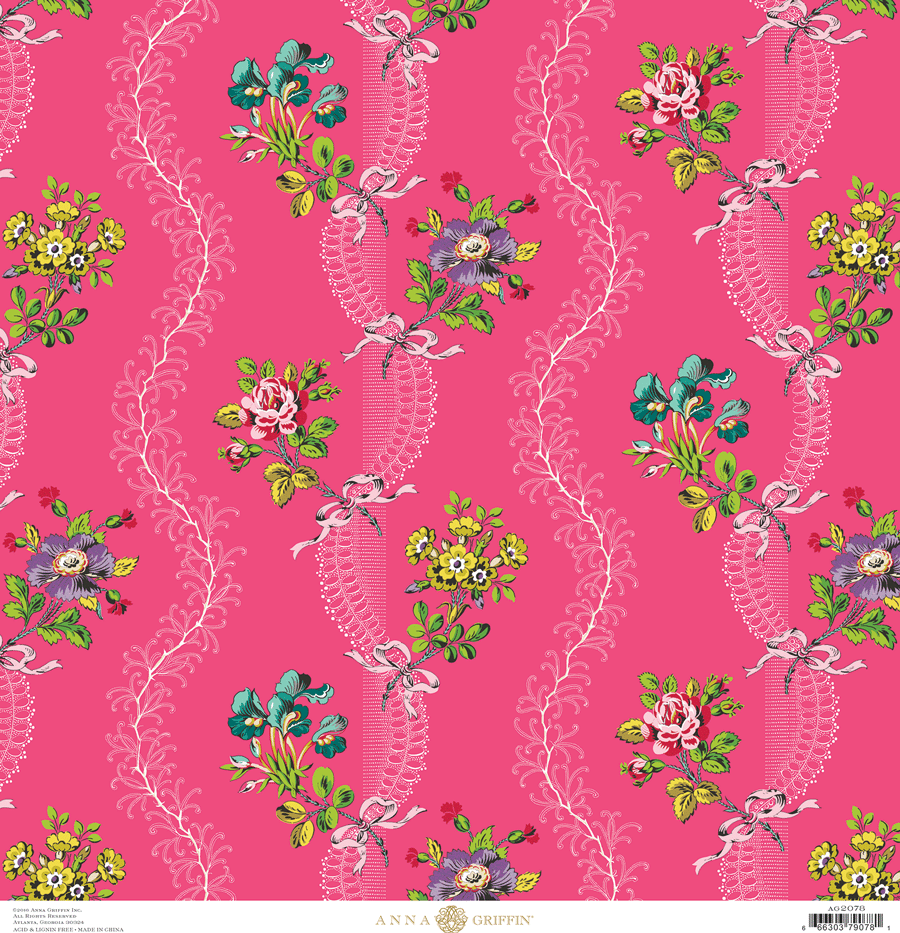 a pink wallpaper with flowers on it.