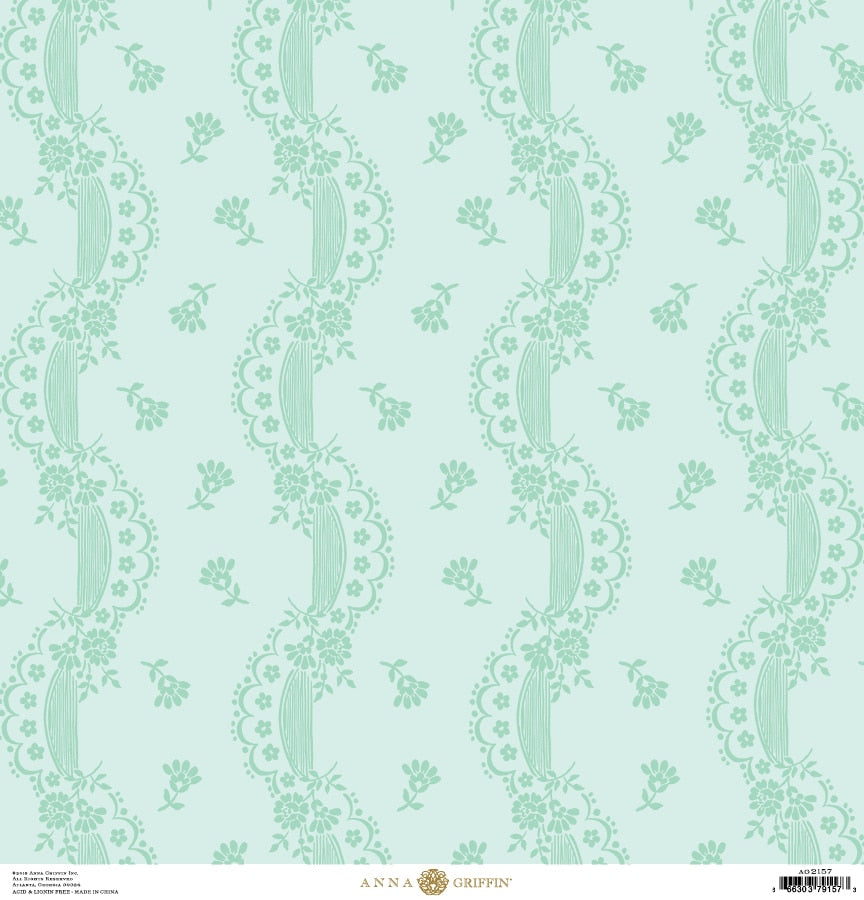 a green wallpaper with a pattern on it.