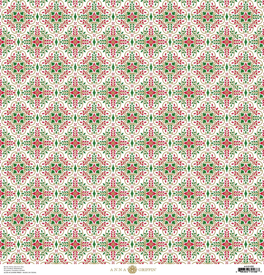 a red and green pattern on a white background.