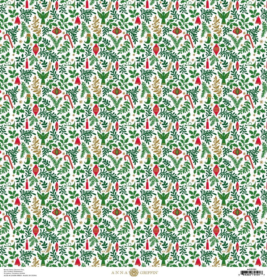 a christmas pattern with holly and berries on a white background.