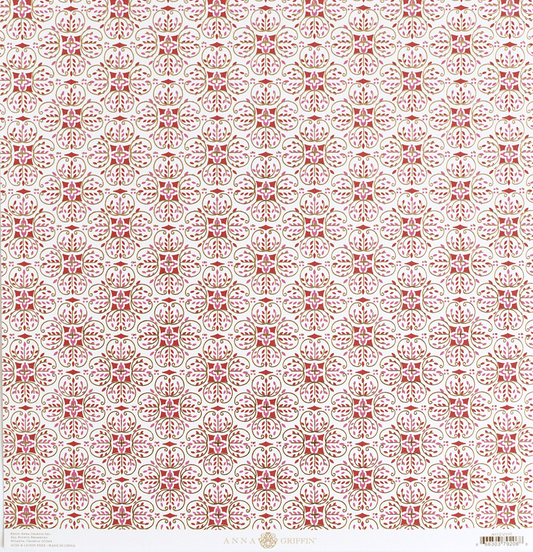a red and white pattern on a white background.