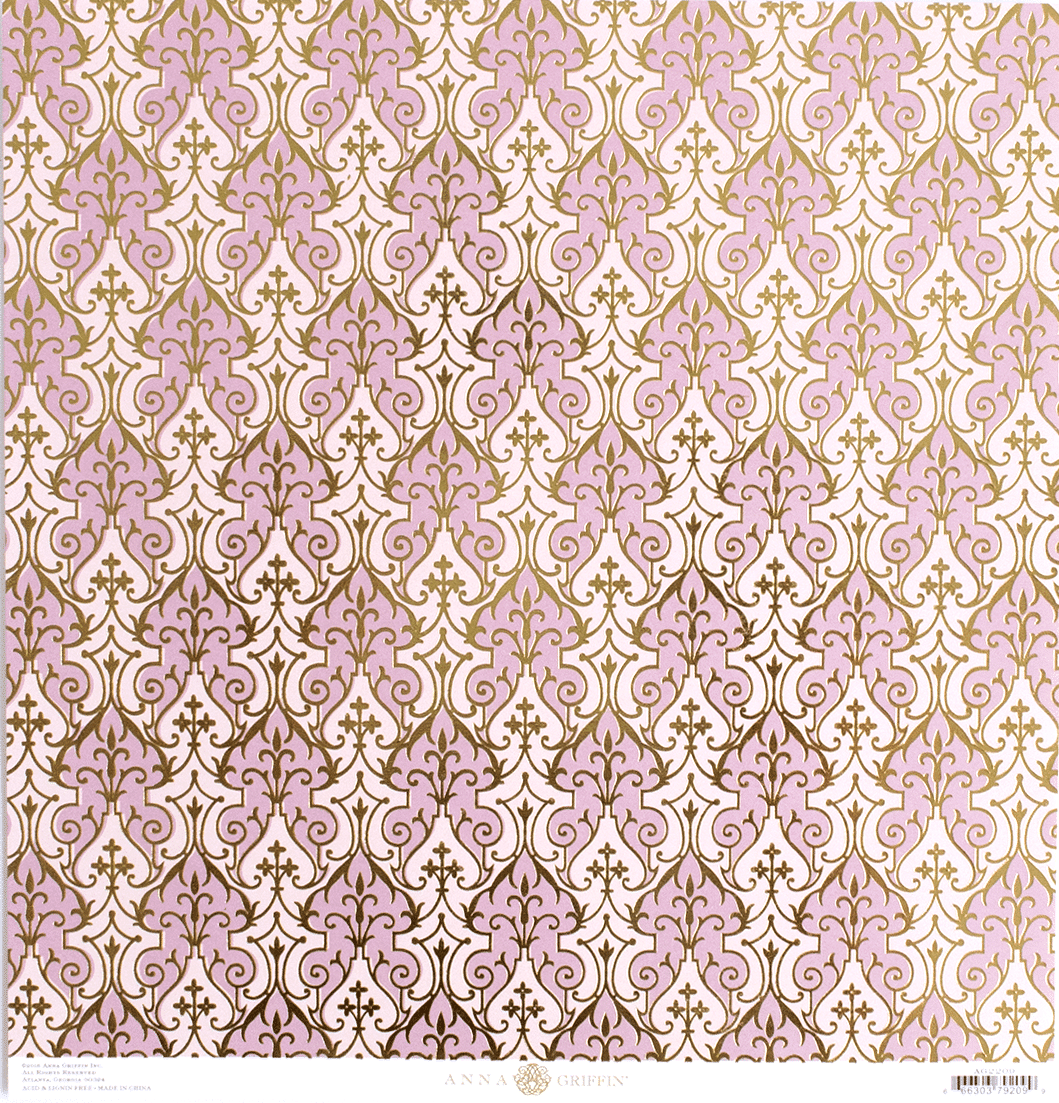 a pink and gold wallpaper with a pattern.