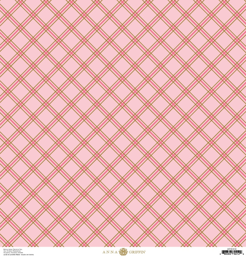 a pink background with a checkered pattern.