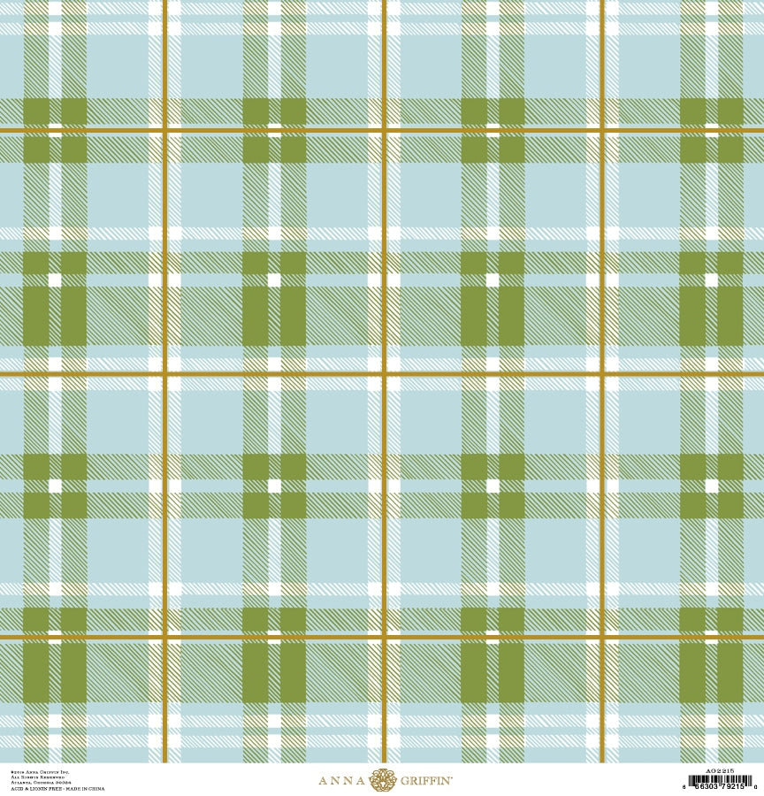 Blue/Green Bold Foil Plaid 12X12 Cardstock – Anna Griffin Inc.