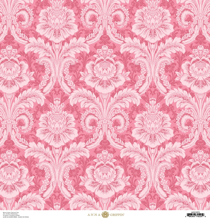a pink wallpaper with a large flower pattern.
