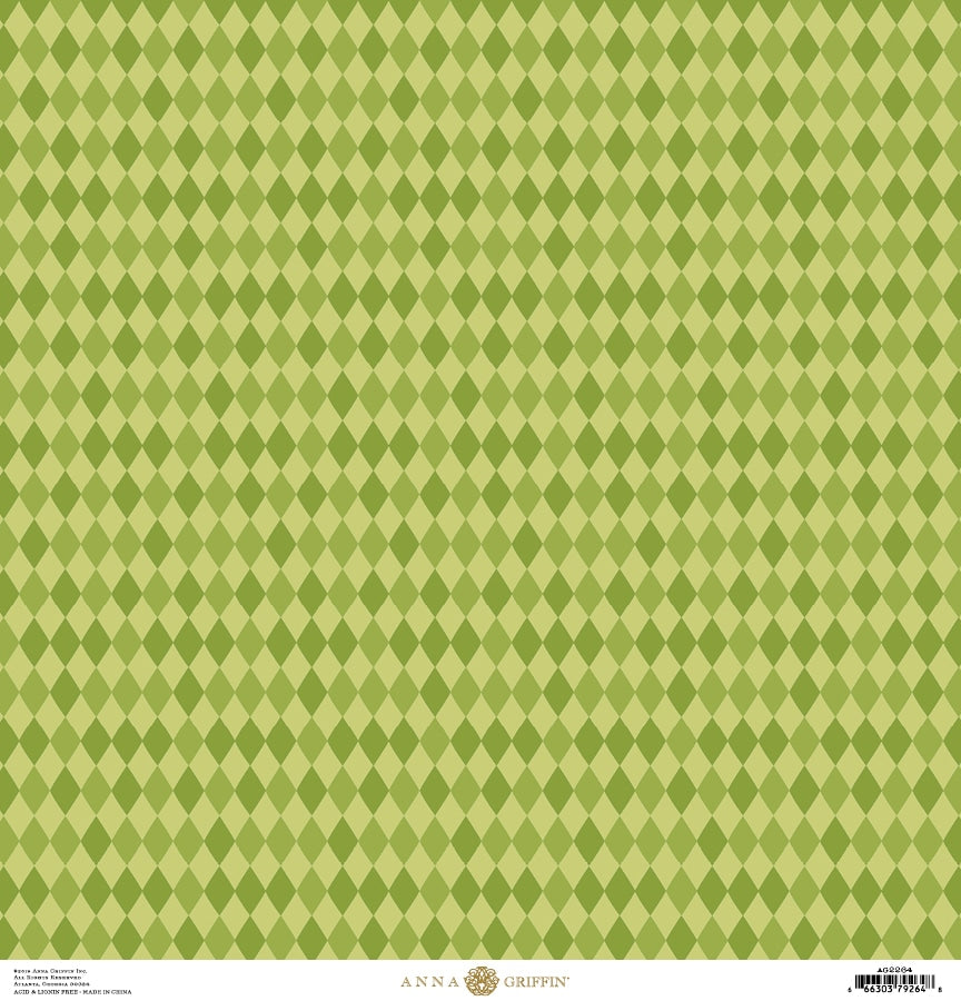 a green and white checkered background with a diamond pattern.