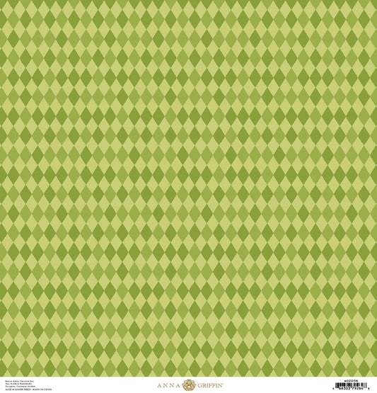 a green and white checkered background with a diamond pattern.