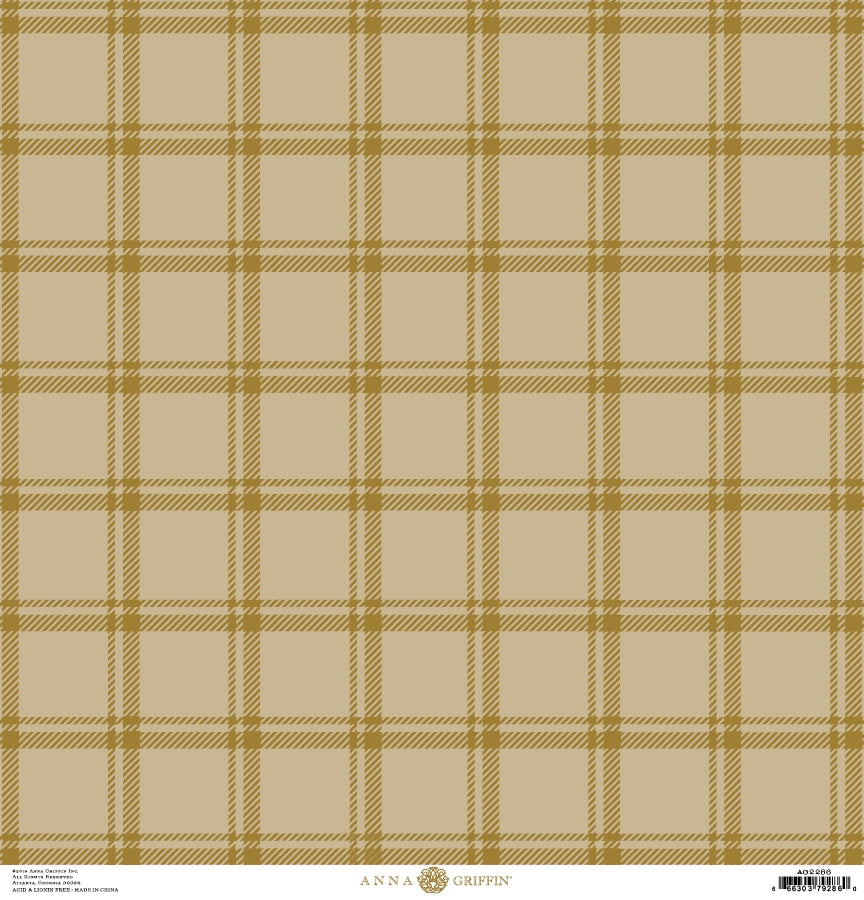 a tan and brown plaid pattern on a white background.