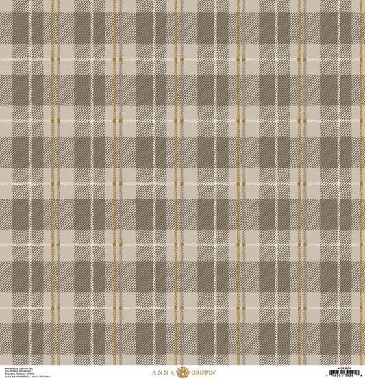 a brown and white plaid pattern with a gold stripe.