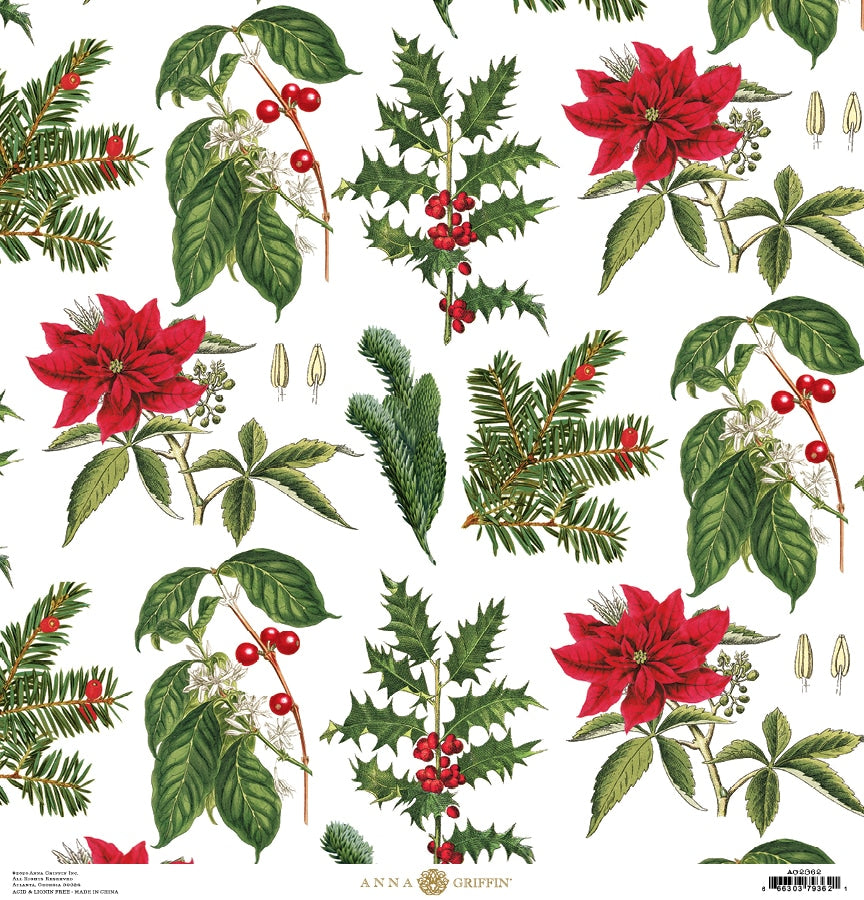a white background with red and green flowers and leaves.
