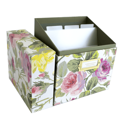 a flowered box with a card holder inside.