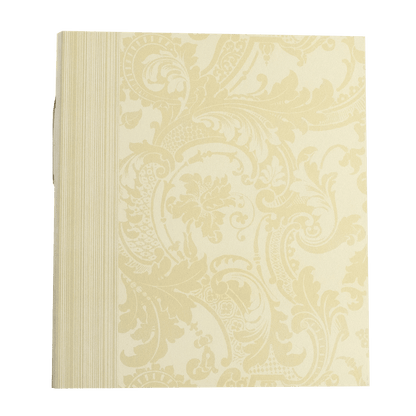 a white book with a yellow cover.