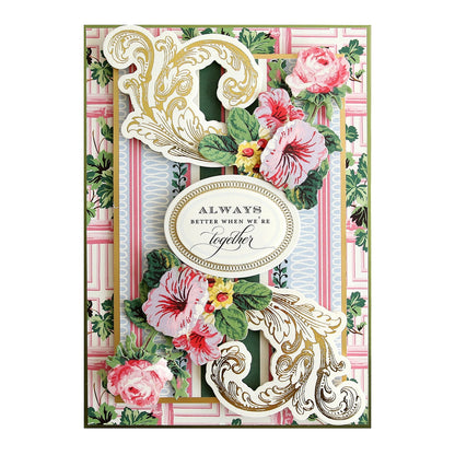 a card with a floral design on it.
