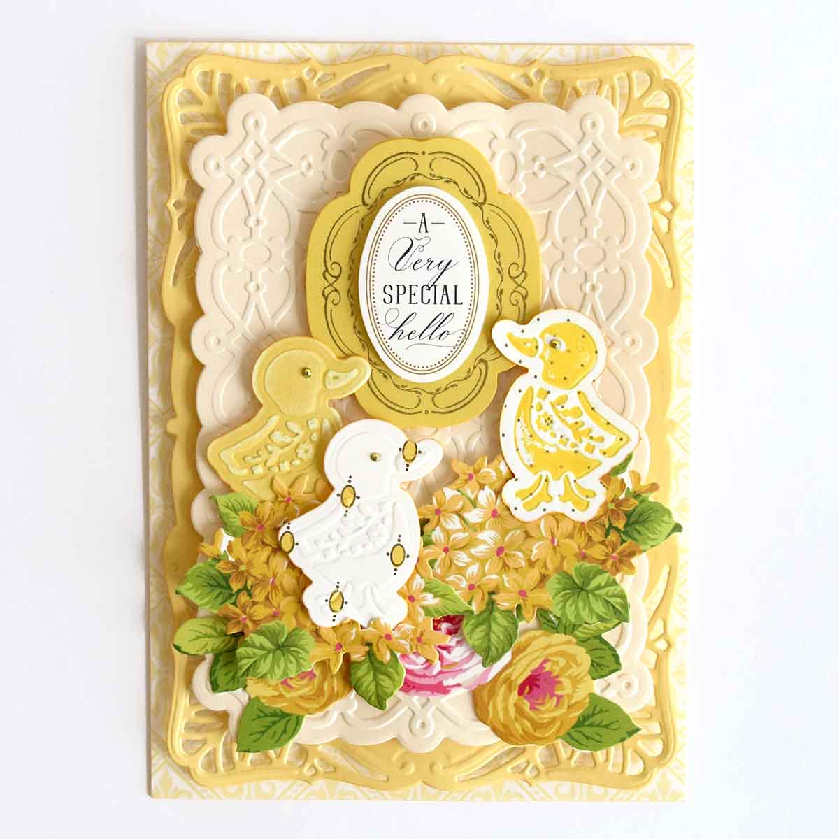 a card with a picture of a duck and a duckling.