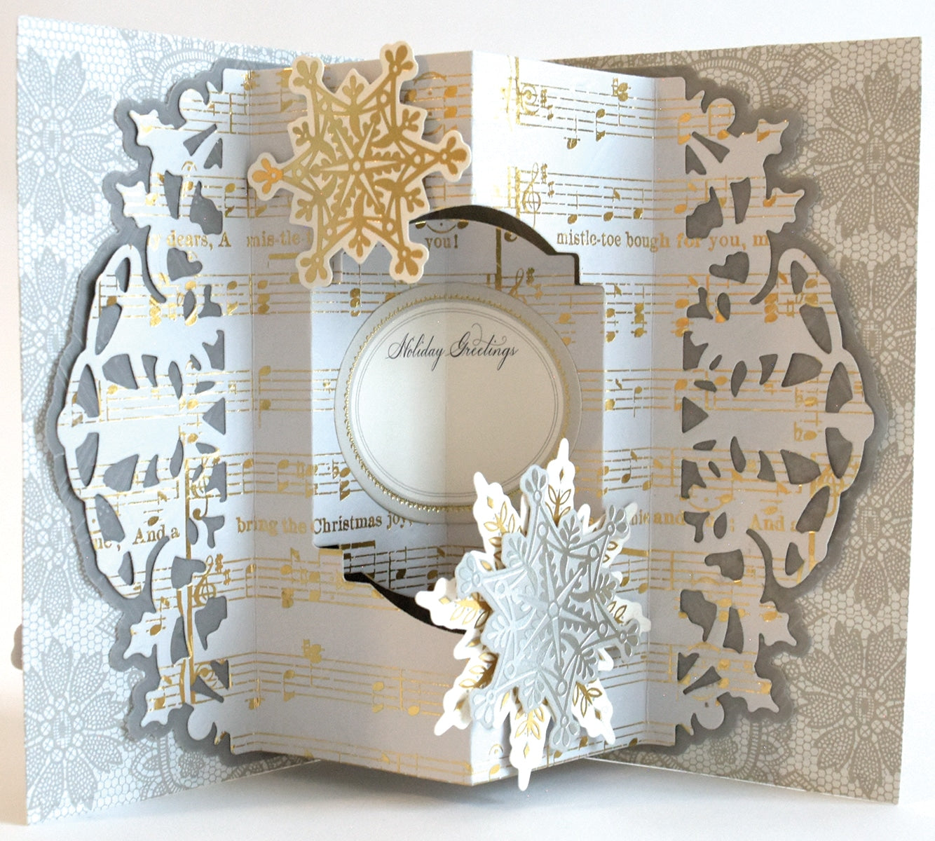 a close up of a card with a snowflake.