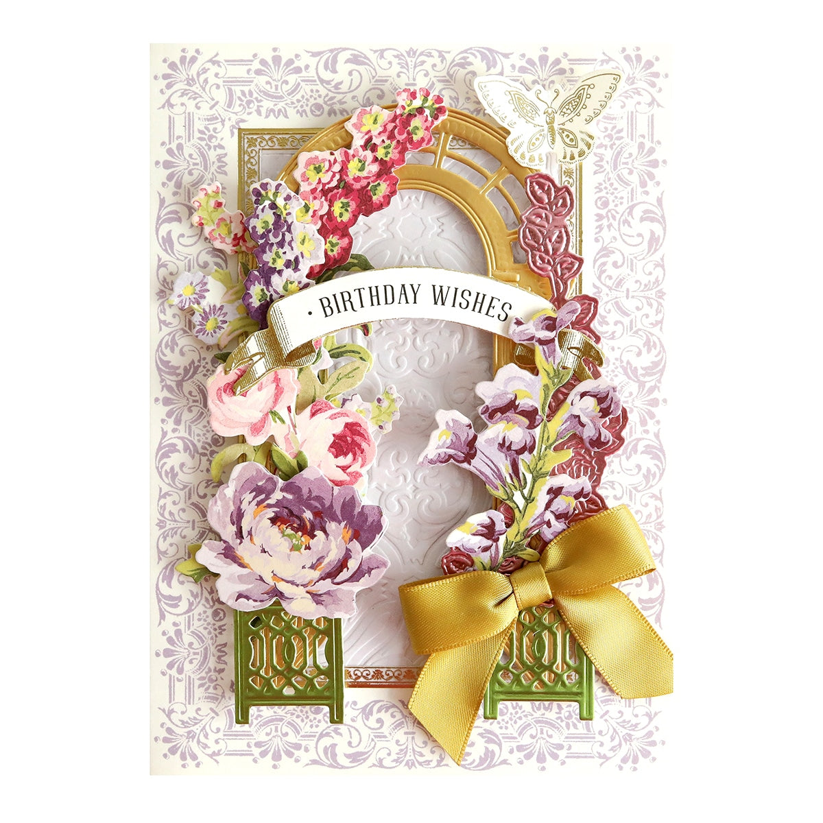 a Birthday Wishes Card Making Kit with flowers and a bow.
