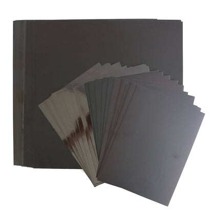 A stack of Black Matte Shiny Foil Cardstock Bundle sheets on a white background.