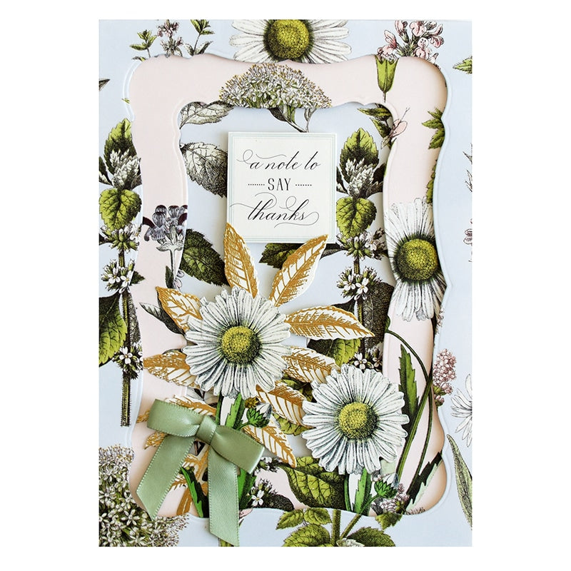 a card with a picture of flowers on it.