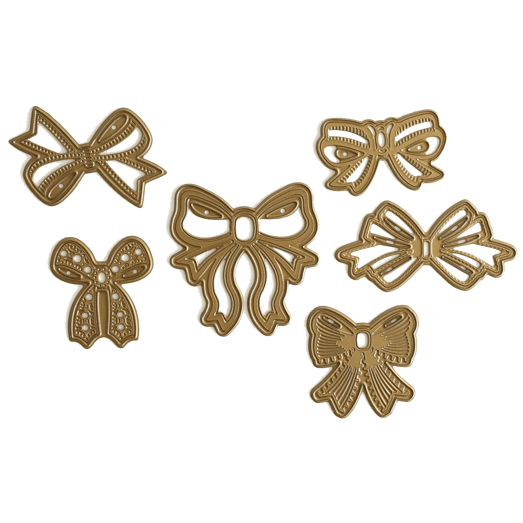 a set of four decorative bows on a green background.