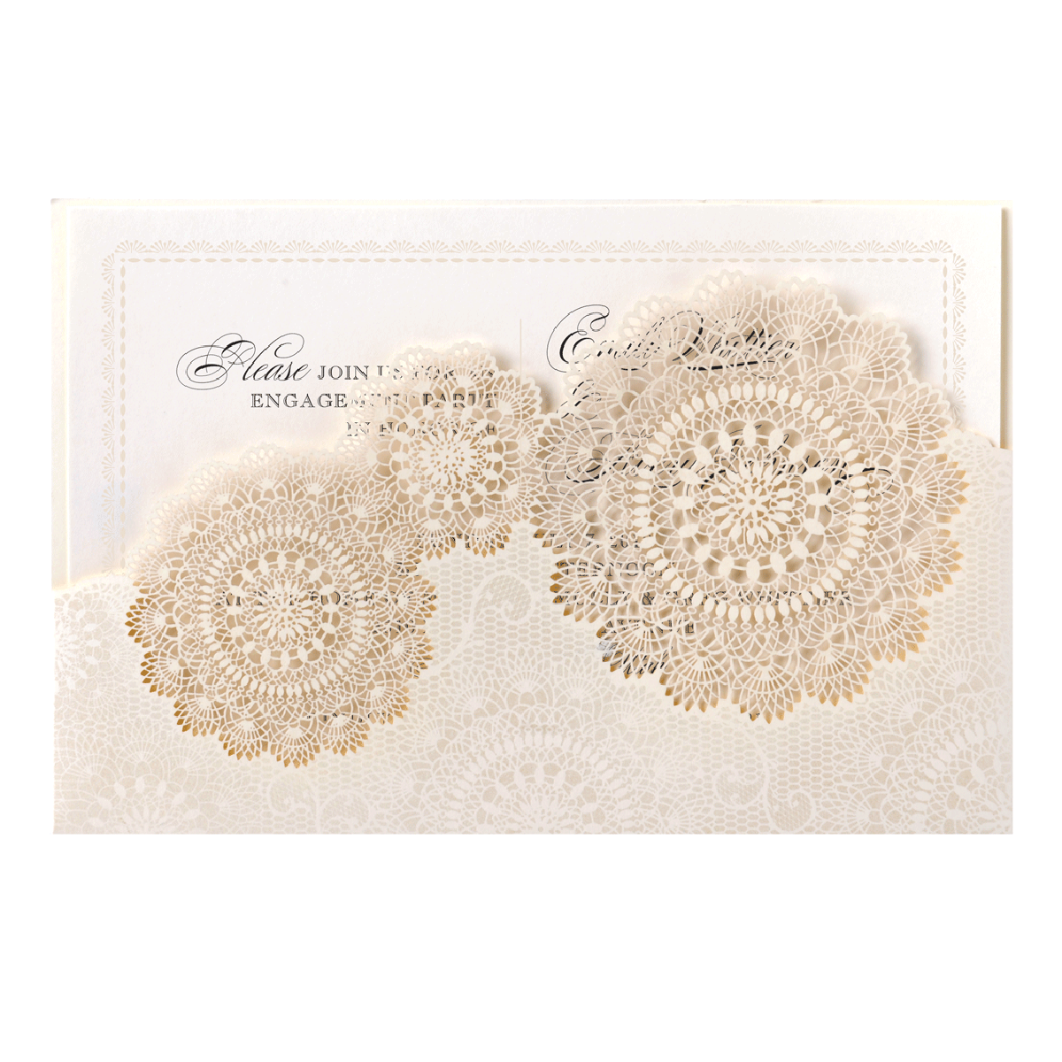 a wedding card with two doily doily doily doily doily doi.