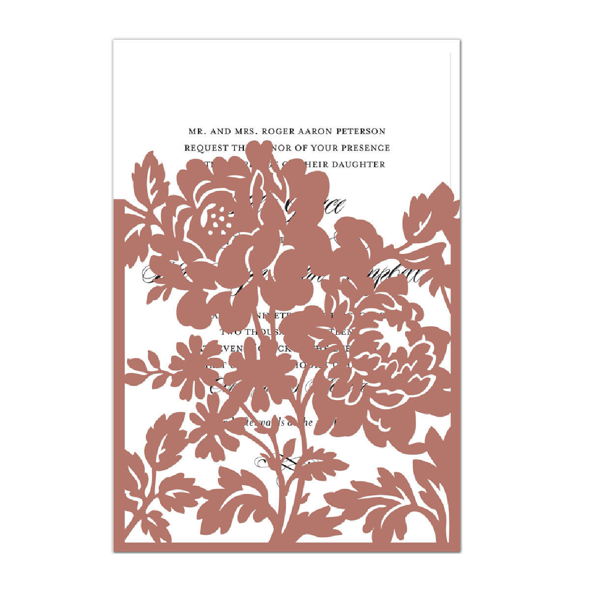 a wedding card with a floral design on it.