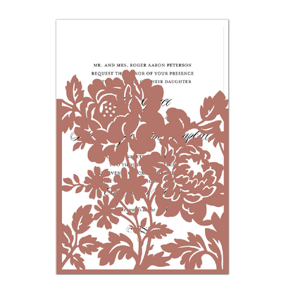 a wedding card with a floral design on it.