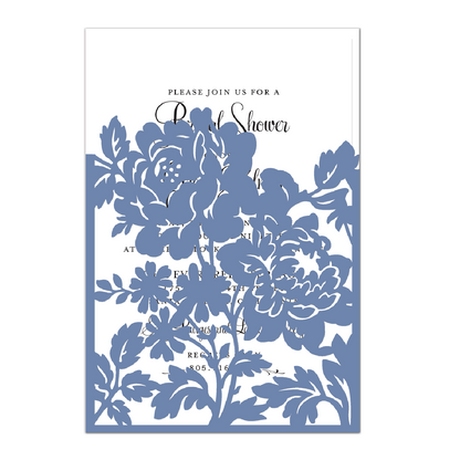 a blue and white floral design on a white background.