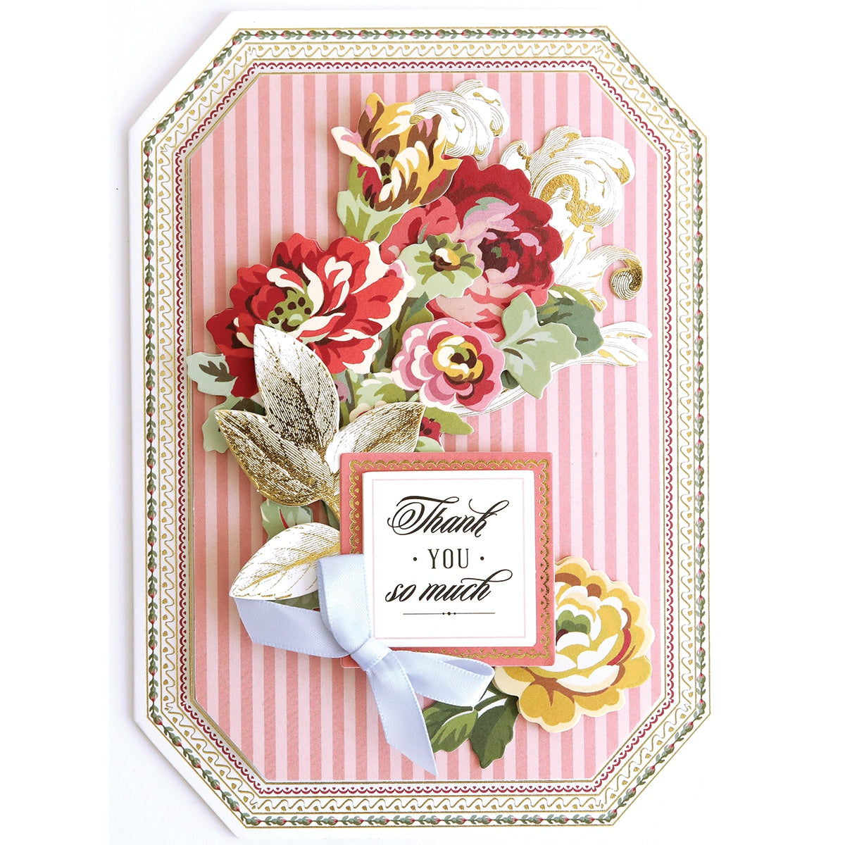A Simply Gratitude Card Making Kit with flowers and a ribbon.