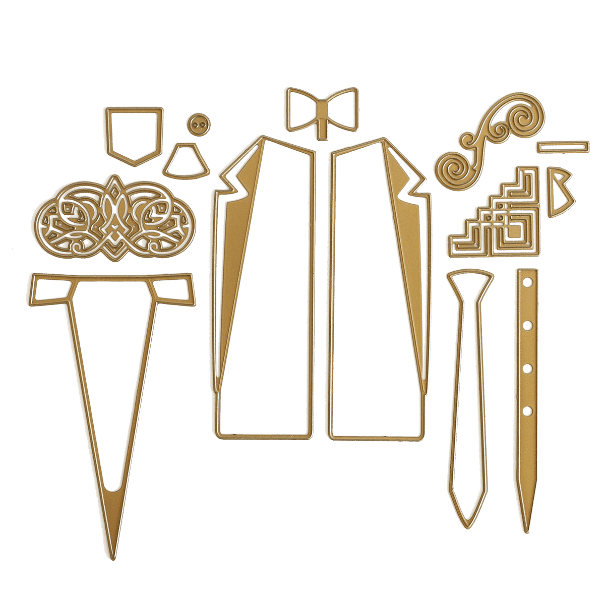 a green background with a line drawing of different items.
