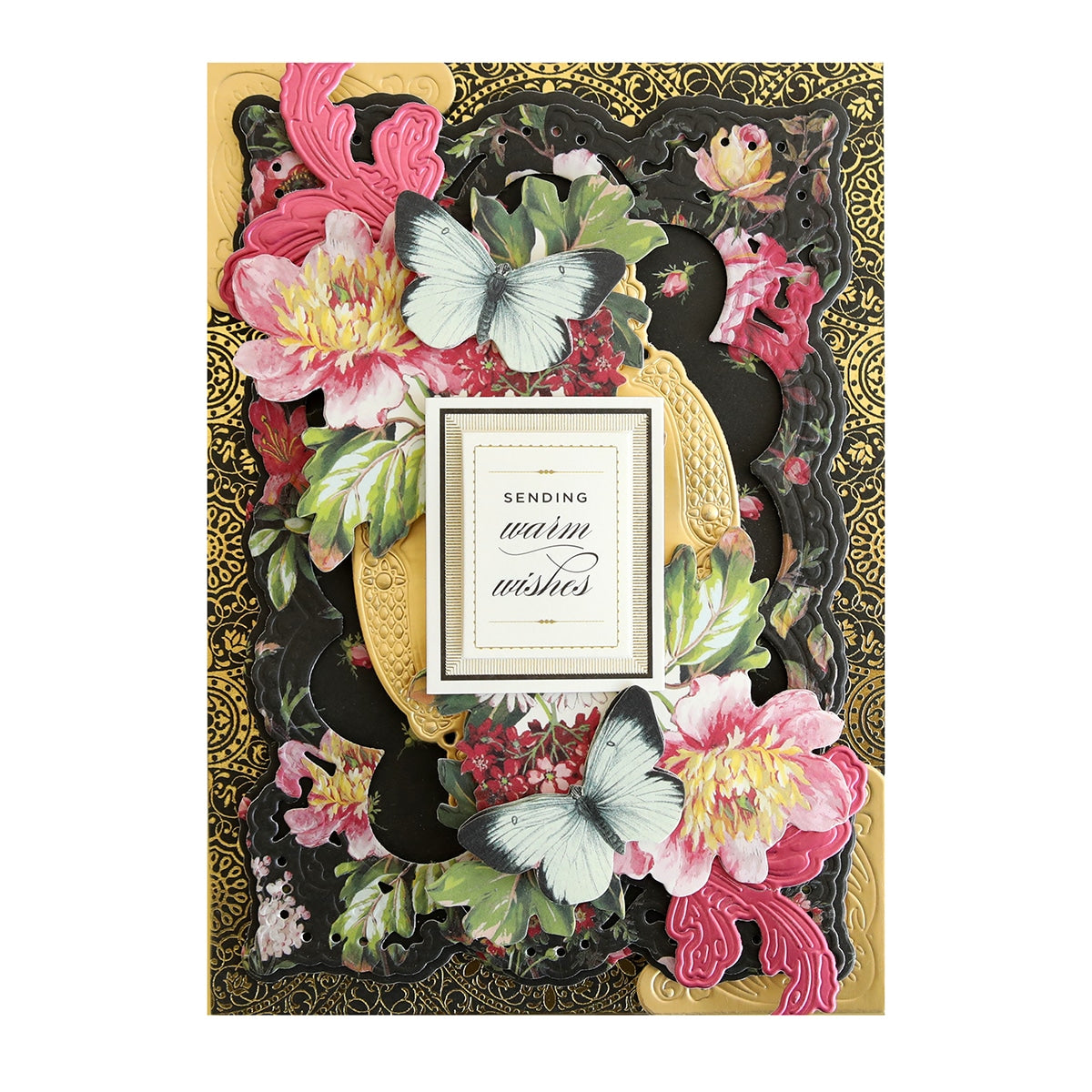 a card with a picture of flowers on it.