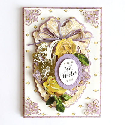 a card with a picture of a heart with flowers on it.