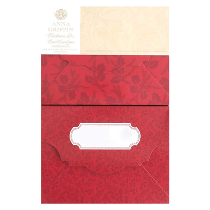 a red envelope with a white label on it.
