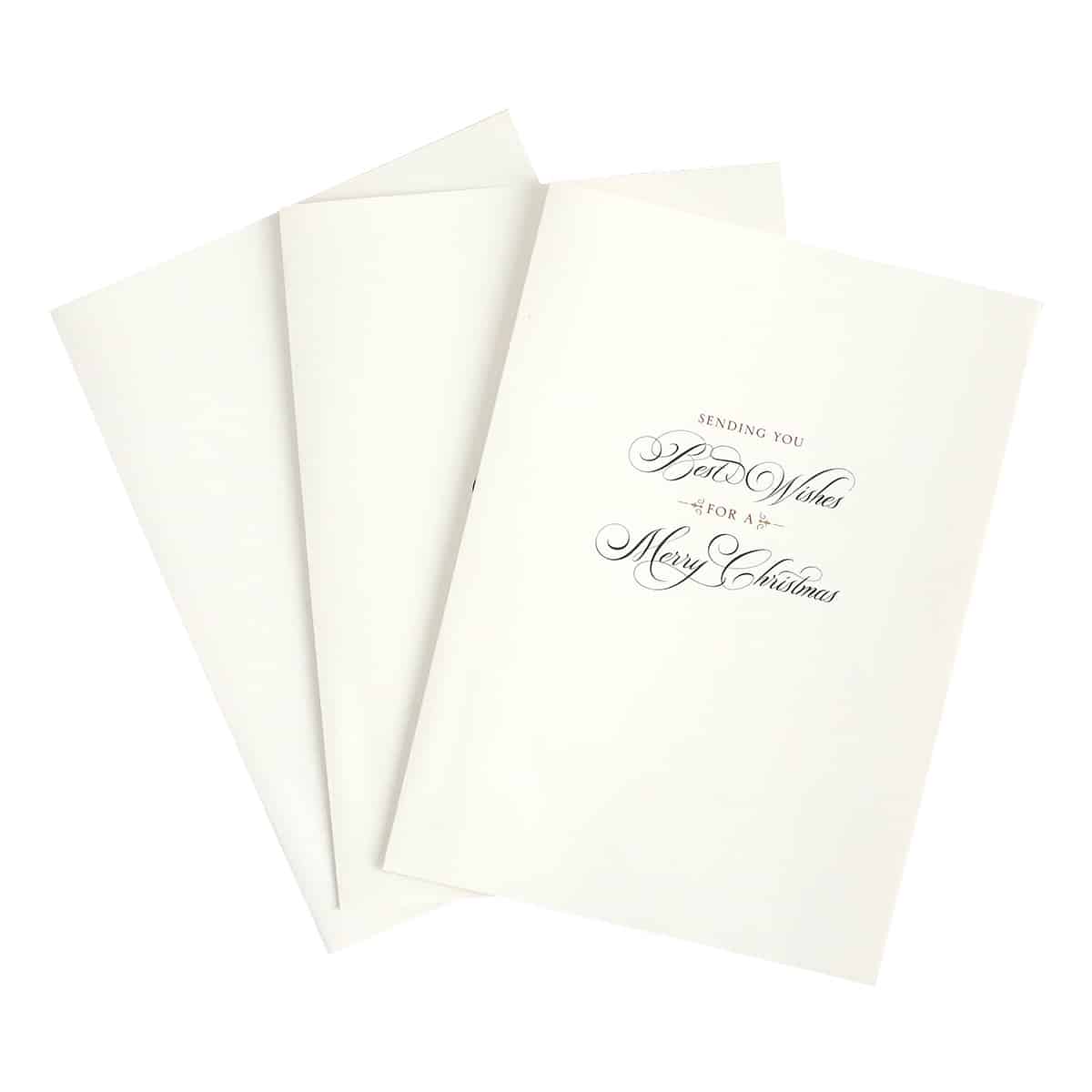 a set of three wedding cards with a white envelope.