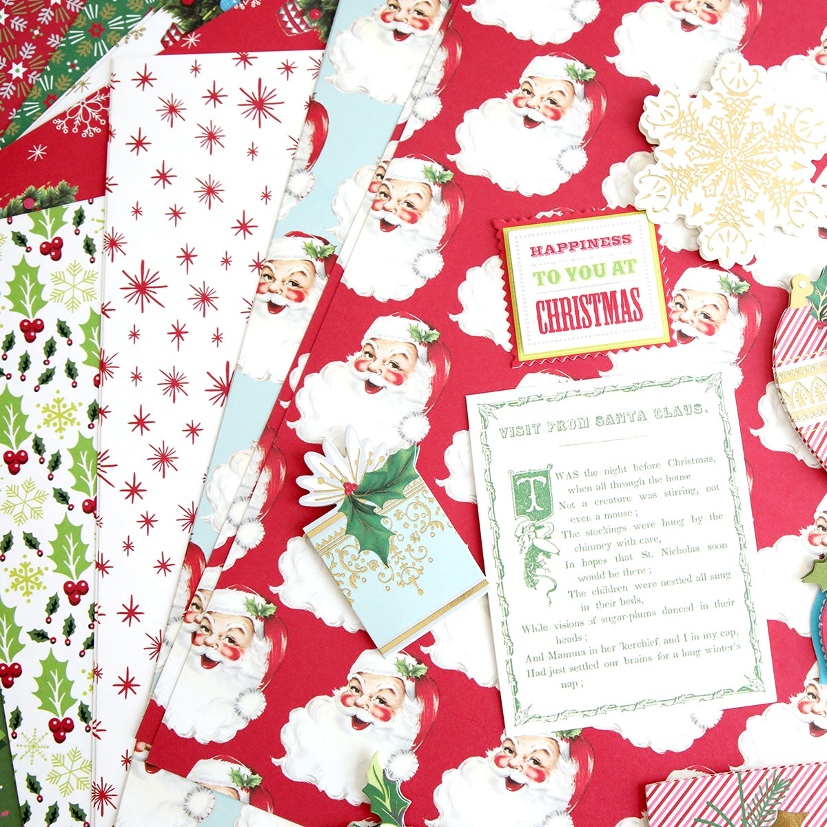 Santa Claus and Christmas Kitsch Papercrafting Collection wrapping paper.